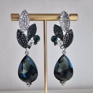 Black and Silver Crystal Drop Earrings